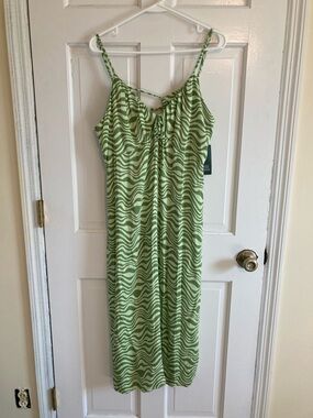 wild fable Light Green Wave-Print Slip Dress